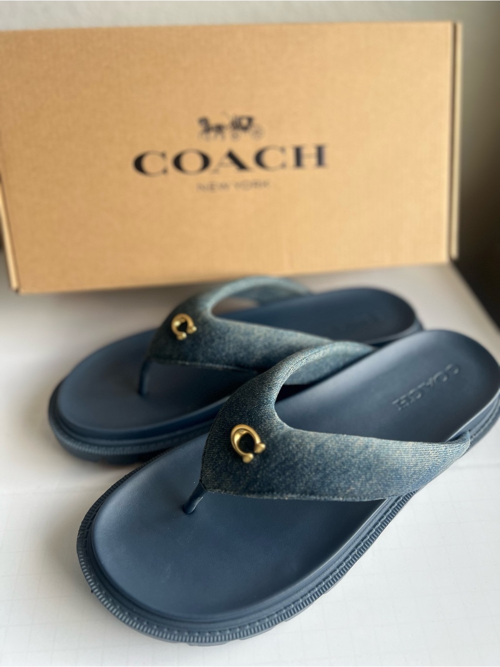 Coach Brynn Denim Thong Slip-On Sandals Women’s Size 10 NWT - Picture 5 of 6